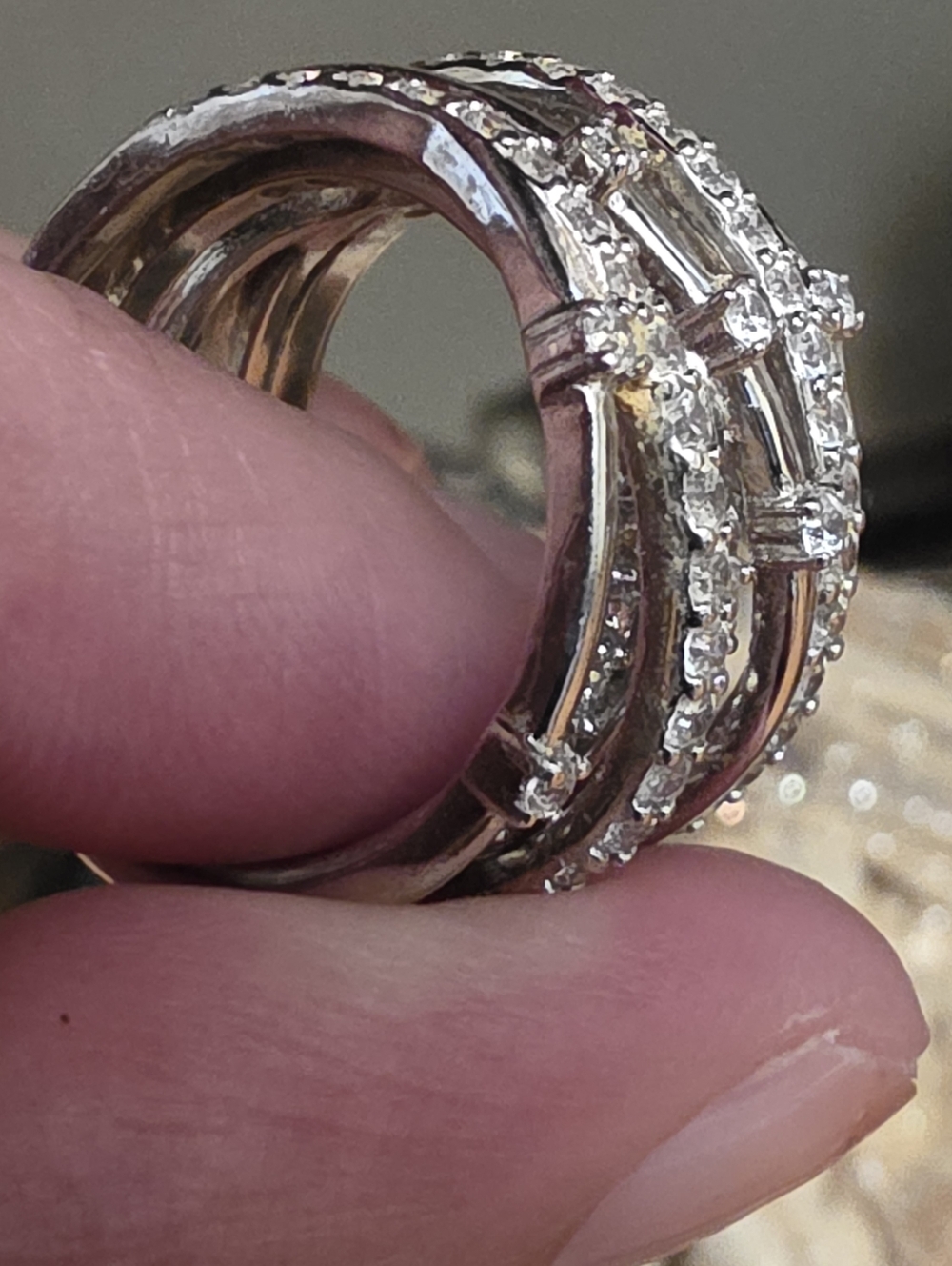 Crislu Entwined Platinum Plated & Silver Multi-Row CZ Wrap Ring - Picture 13 of 16